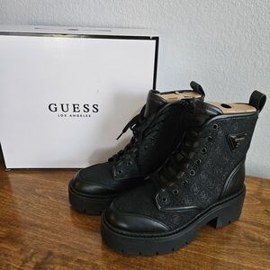 GUESS Black Combat Boots for Women